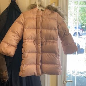 Toddler girls winter coat with faux fur hood